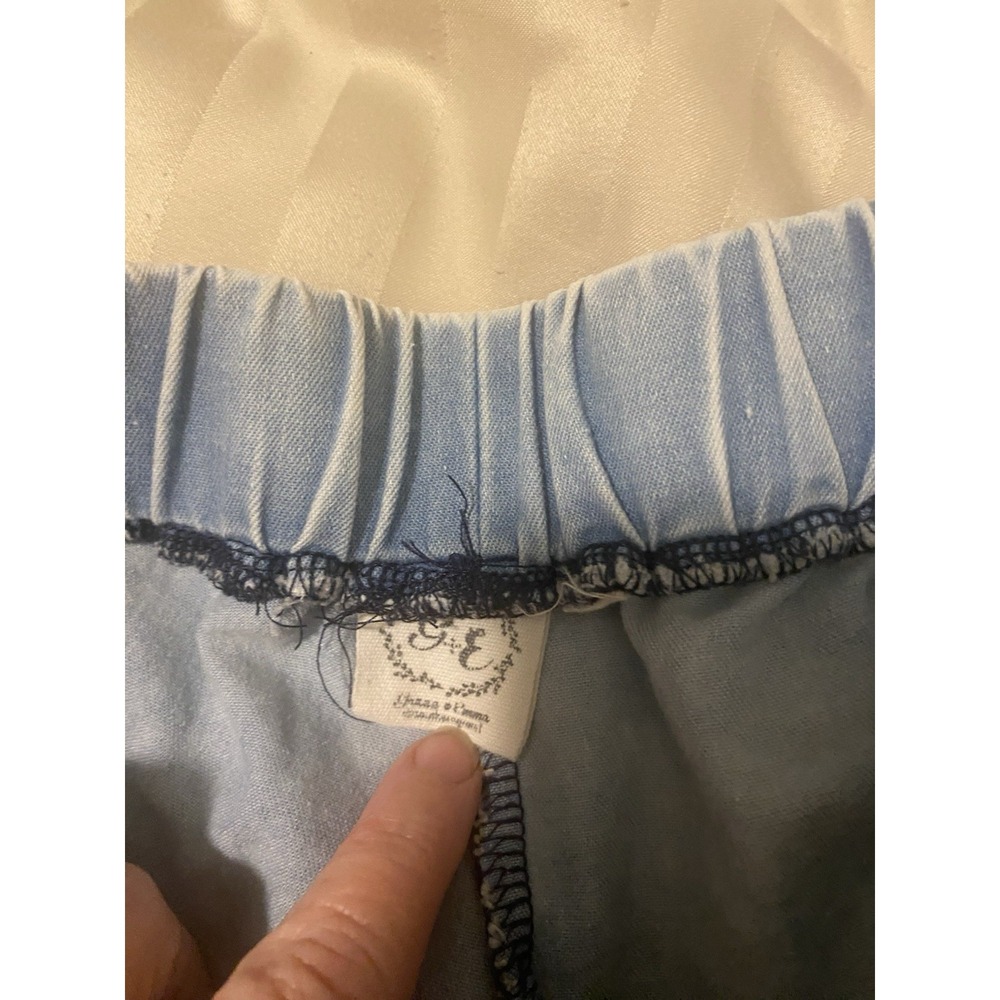New Grace & Emma Bleached Denim Shorts Ruffle Trim Sz Small Womens Pull On 0218 - Picture 3 of 4